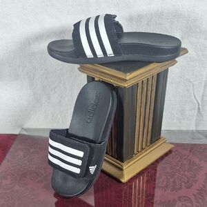 ADIDAS Kids Black and White Slide Sandals